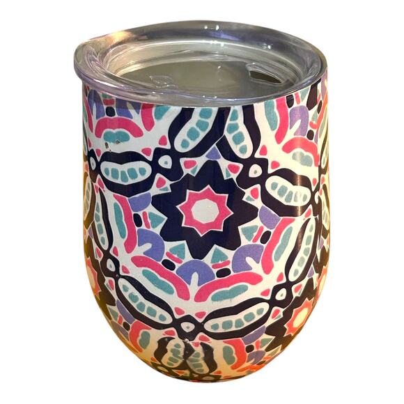Swig Stemless Wine Tumbler 12 oz Black Pink Design - Picture 1 of 4